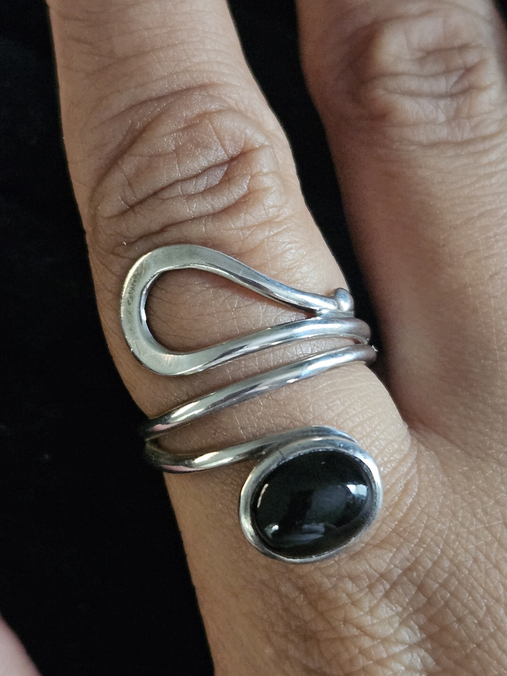 925S Wrap Ring with Black Onyx Cabochon